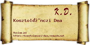 Kosztolánczi Dea névjegykártya